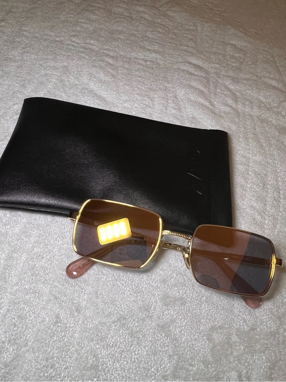 Quay Australia Gold Frame Brown Lens Rectangular Men’s Sunglasses